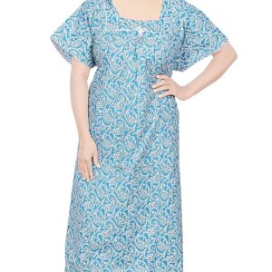 STYLACLUE Women's Pure Cotton Square Neck Printed Square Neck Nighty for Women's 3XL