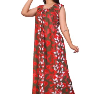 Fabimi Women's Sleeveless Cotton Nighty in XXL Size - Comfortable and Stylish - Red