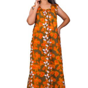 Fabimi Women's Sleeveless Cotton Nighty in XXL Size - Comfortable and Stylish - Orange