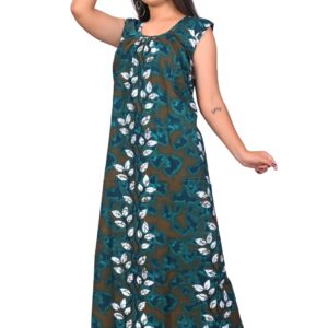 Fabimi Women's Sleeveless Cotton Nighty in XXL Size - Comfortable and Stylish - Rama Green