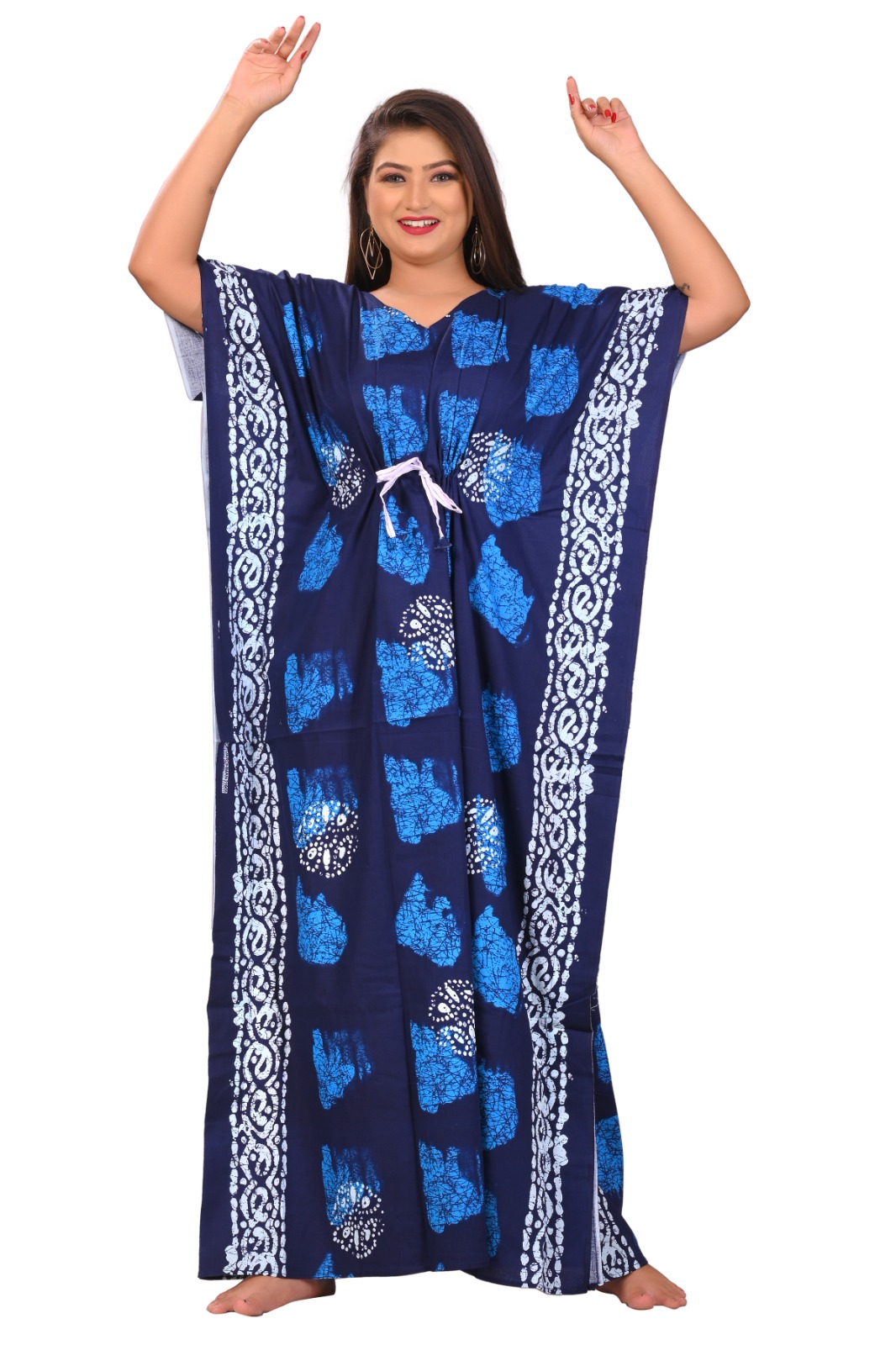 Fabimi Women's Cotton Kaftan Nighty in L Size - Elegant and Comfortable Sleepwear 1 Fabimi Women's Cotton Kaftan Nighty in L Size - Elegant and Comfortable Sleepwear