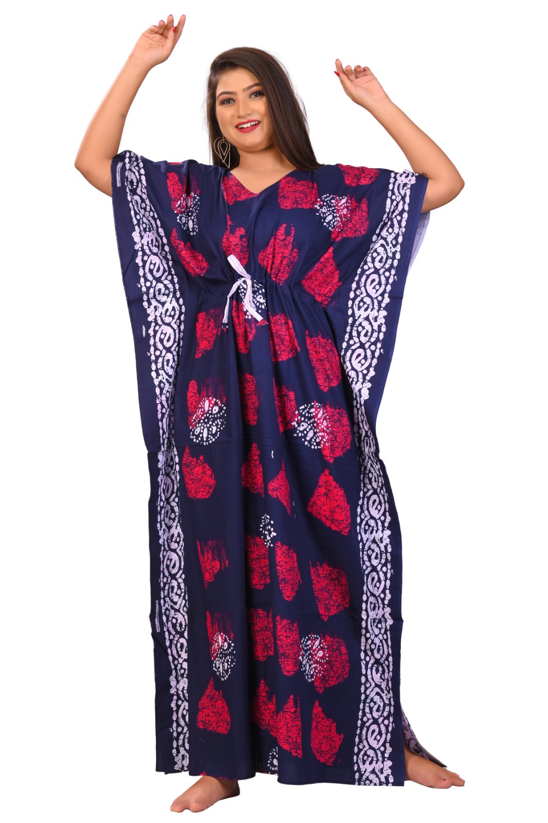 Fabimi Women's Cotton Kaftan Nighty in L Size - Elegant and Comfortable Sleepwear 9 Fabimi Women's Cotton Kaftan Nighty in L Size - Elegant and Comfortable Sleepwear - Image 9